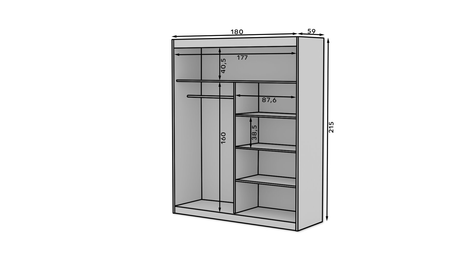 Kapp ADRK Furniture Esti 180, valge цена и информация | Kapid | hansapost.ee