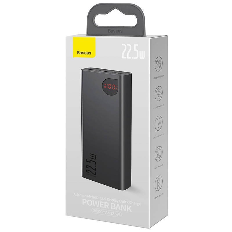 Powerbank Baseus Adaman Metal, 20000mAh, 22.5W (black) цена и информация | Akupangad | hansapost.ee