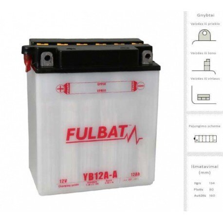 Aku FULBAT YB12A-A, 12 Ah 12V hind ja info | Mootorrataste akud | hansapost.ee