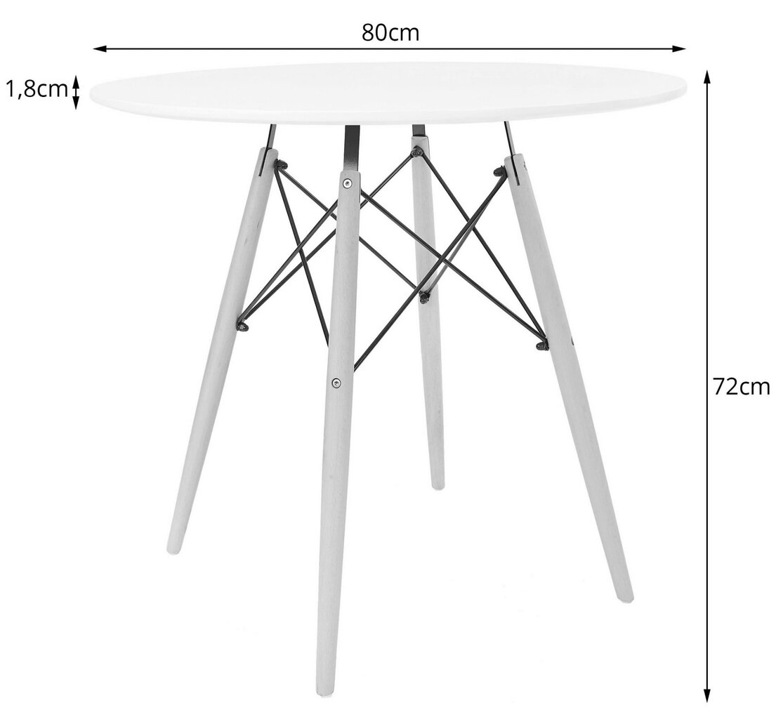 Laud TODI 80cm, valge/must hind ja info | Köögilauad, söögilauad | hansapost.ee