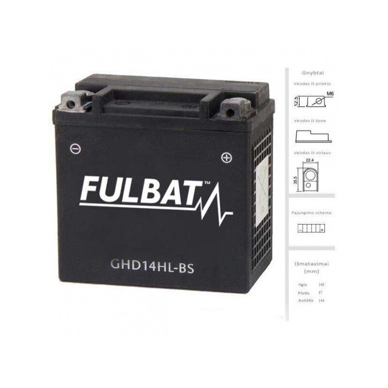 Aku FULBAT GHD14HL-BS, 14 Ah 12V цена и информация | Mootorrataste akud | hansapost.ee