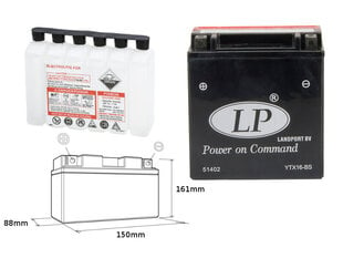 Аккумулятор Landport YTX16-BS, 14 Ач 12В цена и информация | Аккумуляторы | hansapost.ee