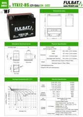 Aku FULBAT FYTX12-BS, 10 Ah 180 A EN 12V цена и информация | Аккумуляторы | hansapost.ee