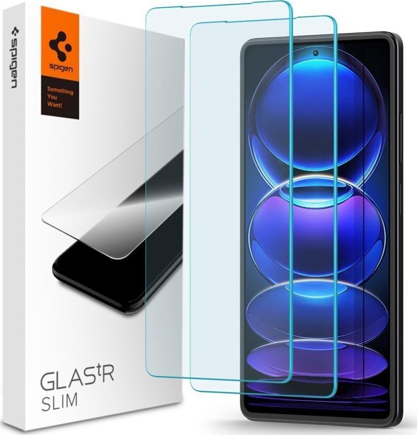 Kaitseklaas Spigen Glas.TR Slim 2-Pack Xiaomi Redmi Note 12 Pro 5G / 12 Pro Plus 5G / Poco X5 Pro 5G цена и информация | Ekraani kaitseklaasid ja kaitsekiled | hansapost.ee