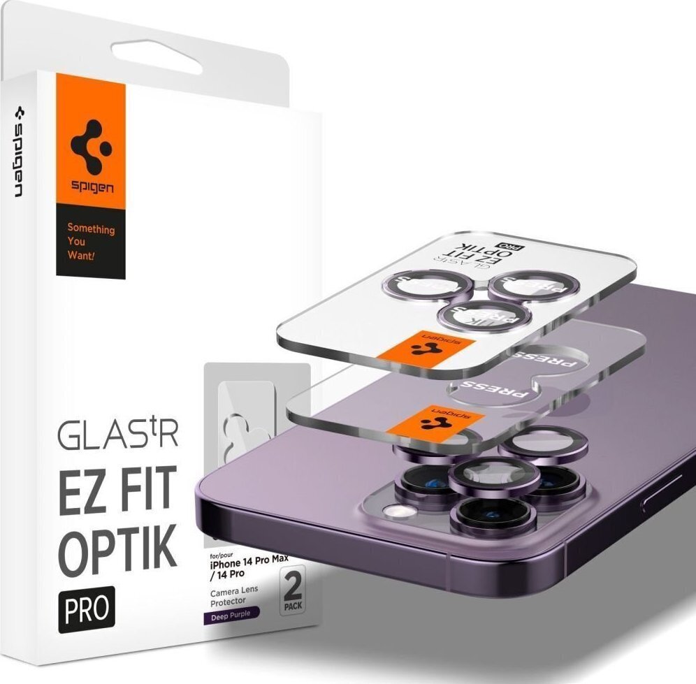 Kaamerakaitse Spigen Optik Pro iPhone 14 Pro / 14 Pro Max цена и информация | Ekraani kaitseklaasid ja kaitsekiled | hansapost.ee