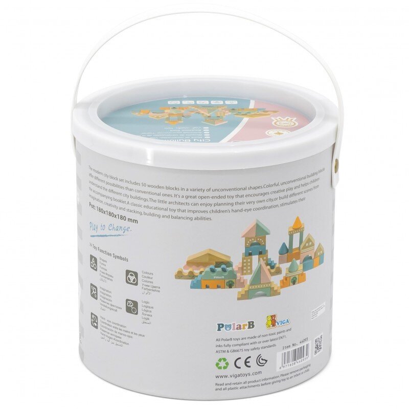 Viga PolarB City Blocks 50 Montessori element hind ja info | Klotsid ja konstruktorid | hansapost.ee