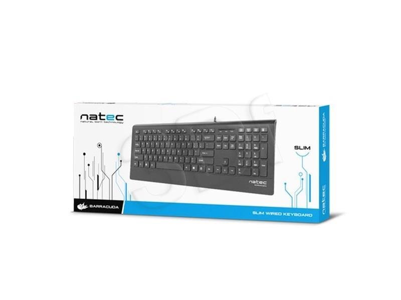 Multimeedia klaviatuur Natec Barracuda Slim USB, USA paigutus, must hind ja info | Klaviatuurid | hansapost.ee