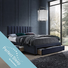 Кровать GRACE 160x200 cм, с ящиками и матрасом HARMONY TOP, синяя цена и информация | Кровати | hansapost.ee