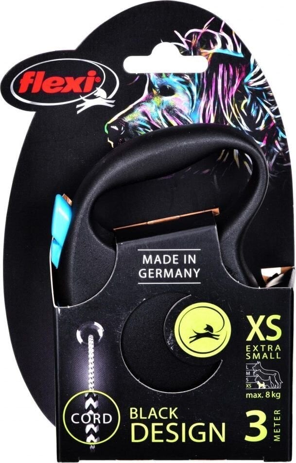 Automaatne jalutusrihm Flexi Black Design XS, 3 m, sinine price and information | Jalutusrihmad koertele | hansapost.ee