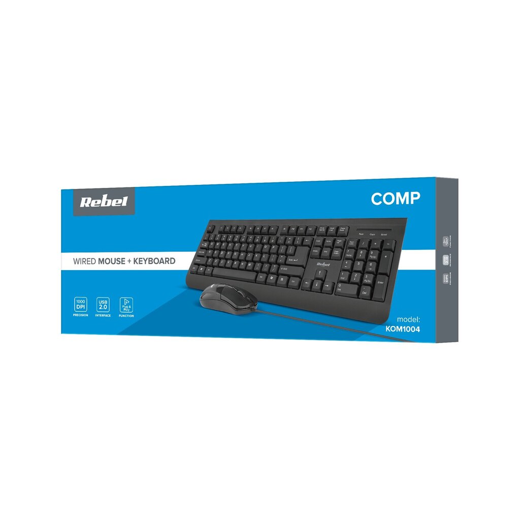 Rebel WDS100 Set Keyboard + Mouse Black (ENG) цена и информация | Klaviatuurid | hansapost.ee