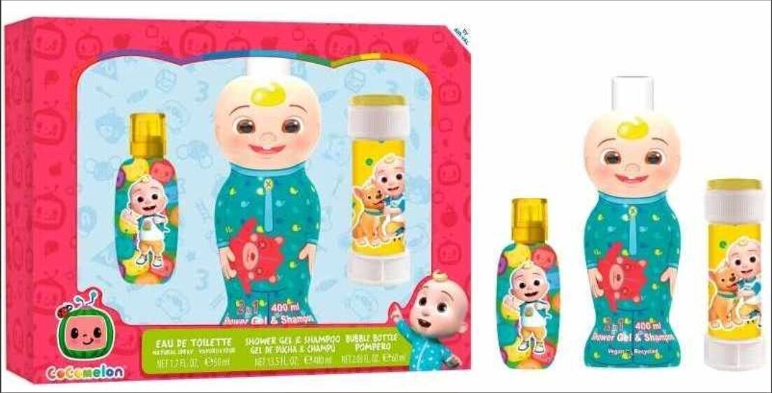 Komplekt lastele Cartoon Cocomelon: dušigeel, 200 ml + seebimullitaja + tualettvesi EDT, 50 ml цена и информация | Laste lõhnaõlid | hansapost.ee