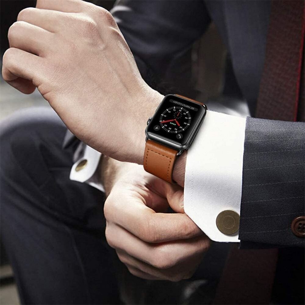 Tech-Protect Leatherfit Apple Watch 42/44/45/49mm, Brown hind ja info | Nutikellade aksessuaarid ja tarvikud | hansapost.ee