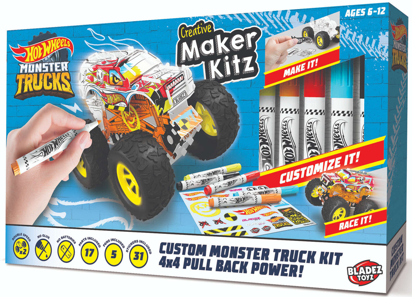 Maker Kitz koos markeritega Bladez Toyz Monster Trucks BTHW-M04Y hind ja info | Arendavad laste mänguasjad | hansapost.ee