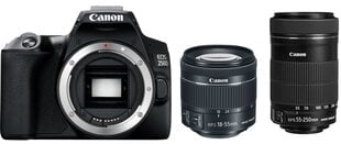 Canon EOS 250D + EF-S 18-55мм IS STM + EF-S 55-250мм IS STM цена и информация | Фотоаппараты | hansapost.ee
