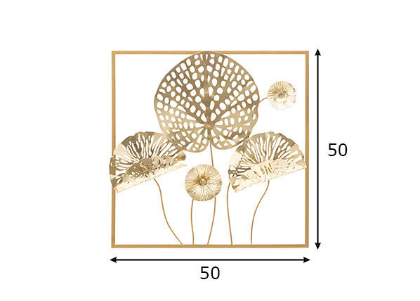 Metallist seinakaunistus Gold Flower 50x50 cm hind ja info | Sisustuselemendid | hansapost.ee