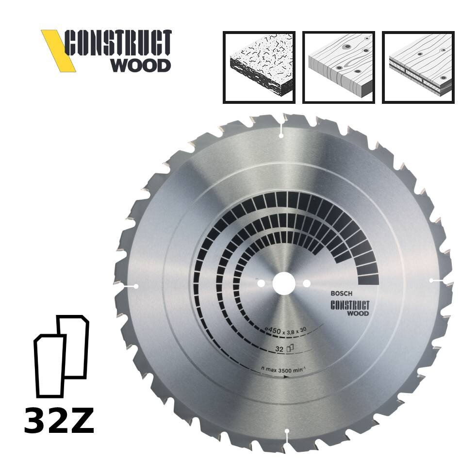 Saeketas BOSCH EHITUSPUIT 450x3,8x30x32z цена и информация | Elektrilised saed, ketassaed ja tarvikud | hansapost.ee