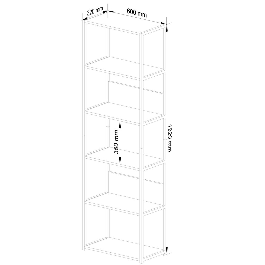 Metallist riiul, 60x32x192 cm, must цена и информация | Riiulid | hansapost.ee