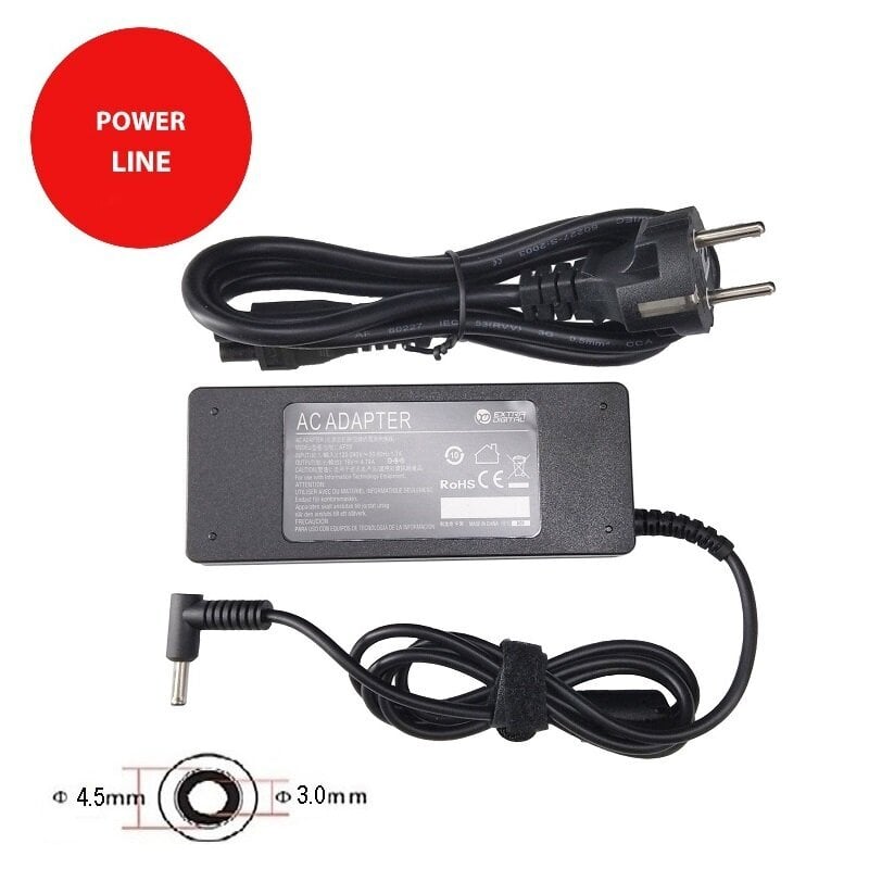 Extra Digital 19V, 4.74A, 90W hind ja info | Sülearvuti laadijad | hansapost.ee