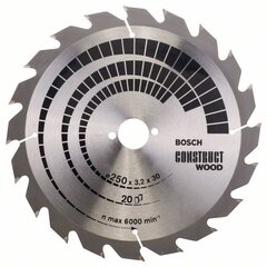 Пильный диск Bosch Construct Wood, 250 мм цена и информация | Пилы, циркулярные станки | hansapost.ee