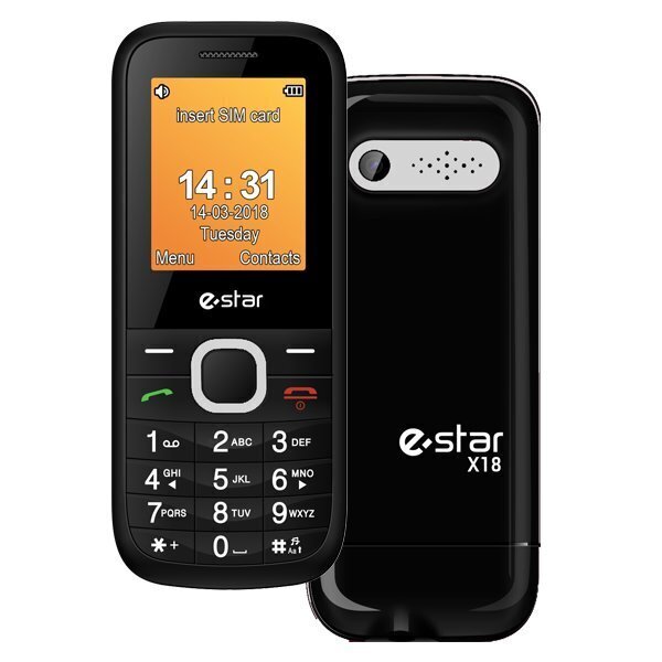 eStar X18, 0.5 GB, Dual SIM Black hind ja info | Telefonid | hansapost.ee