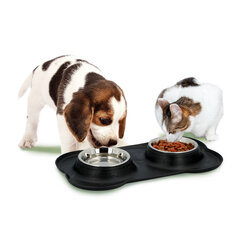 Двойная миска из нержавеющей стали для животных цена и информация | Pet treatment Товары для животных | hansapost.ee