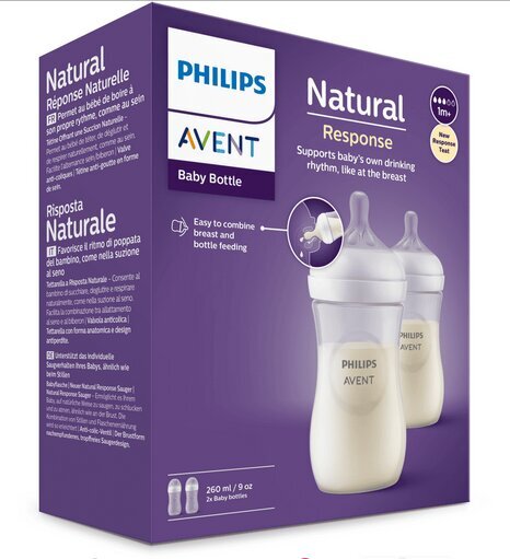 Pudelid Philips Avent Natural Response SCY903/02, 260 ml, 2 tk hind ja info | Lutipudelid ja tarvikud | hansapost.ee