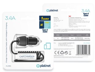 Platinet автомобильное зарядное устройство 3.4A USB-A+C (45483) цена и информация | Адаптеры, USB-разветвители | hansapost.ee