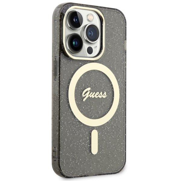 Guess GUHMP14LHCMCGK iPhone 14 Pro 6.1" czarny|black hardcase Glitter Gold MagSafe цена и информация | Telefonide kaitsekaaned ja -ümbrised | hansapost.ee