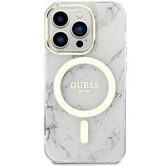 Чехол Guess GUHMP14LPCUMAH для iPhone 14 Pro 6.1" hardcase Marble MagSafe, белый цена и информация | Чехлы для телефонов | hansapost.ee