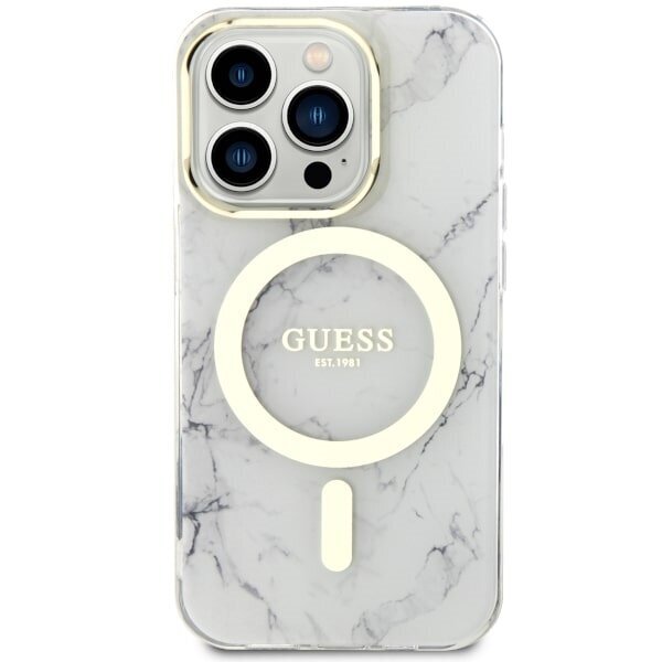 Guess GUHMP14LPCUMAH iPhone 14 Pro 6.1" biały|white hardcase Marble MagSafe цена и информация | Telefonide kaitsekaaned ja -ümbrised | hansapost.ee