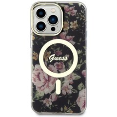 Guess GUHMP14XHCFWSK iPhone 14 Pro Max 6.7" czarny|black hardcase Flower MagSafe hind ja info | Telefonide kaitsekaaned ja -ümbrised | hansapost.ee