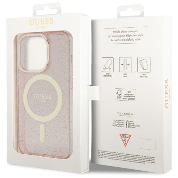 Guess GUHMP14XHCMCGP iPhone 14 Pro Max 6.7" różowy|pink hardcase Glitter Gold MagSafe цена и информация | Telefonide kaitsekaaned ja -ümbrised | hansapost.ee