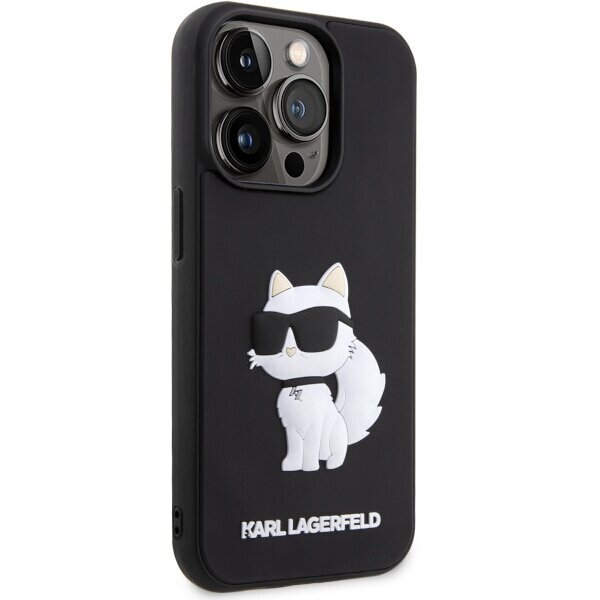 Karl Lagerfeld KLHCP14L3DRKHNK iPhone 14 Pro 6.1" czarny|black hardcase Rubber Choupette 3D hind ja info | Telefonide kaitsekaaned ja -ümbrised | hansapost.ee