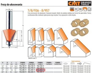 CMT sõrmfrees A=45 D=31,7 I=9,5 S=8 цена и информация | Фрезы | hansapost.ee