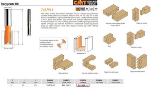 CMT sõrmfrees lühike KM D=22 I=20 L=57,2 S=8 hind ja info | Käsitööriistad | hansapost.ee