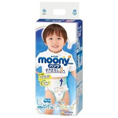 Jaapani mähkmed Moony XL 12-17 kg, poisid, 38 tk hind ja info | Mähkmed, riidest mähkmed | hansapost.ee