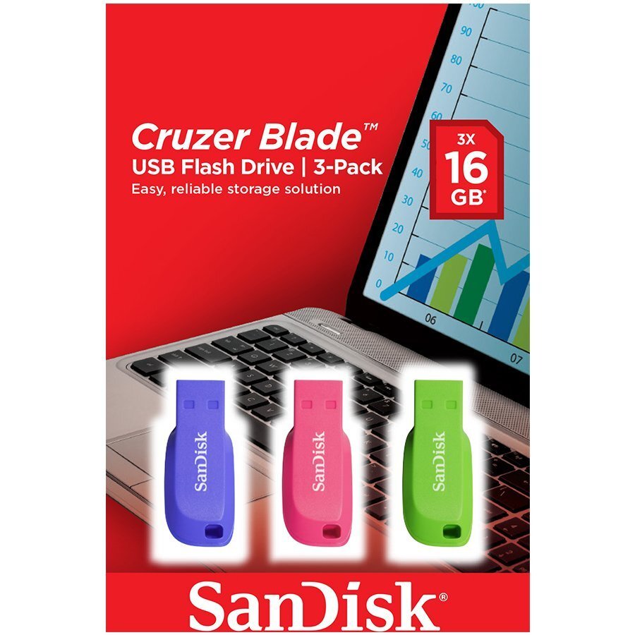 Mälupulk SanDisk ‎SDCZ50C-016G-B46T Sinine Roosa Roheline 16 GB цена и информация | Mälupulgad | hansapost.ee