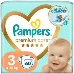 Mähkmed Pampers Premium Care 3, 6-10 kg, 60 tk hind ja info | Mähkmed, riidest mähkmed | hansapost.ee