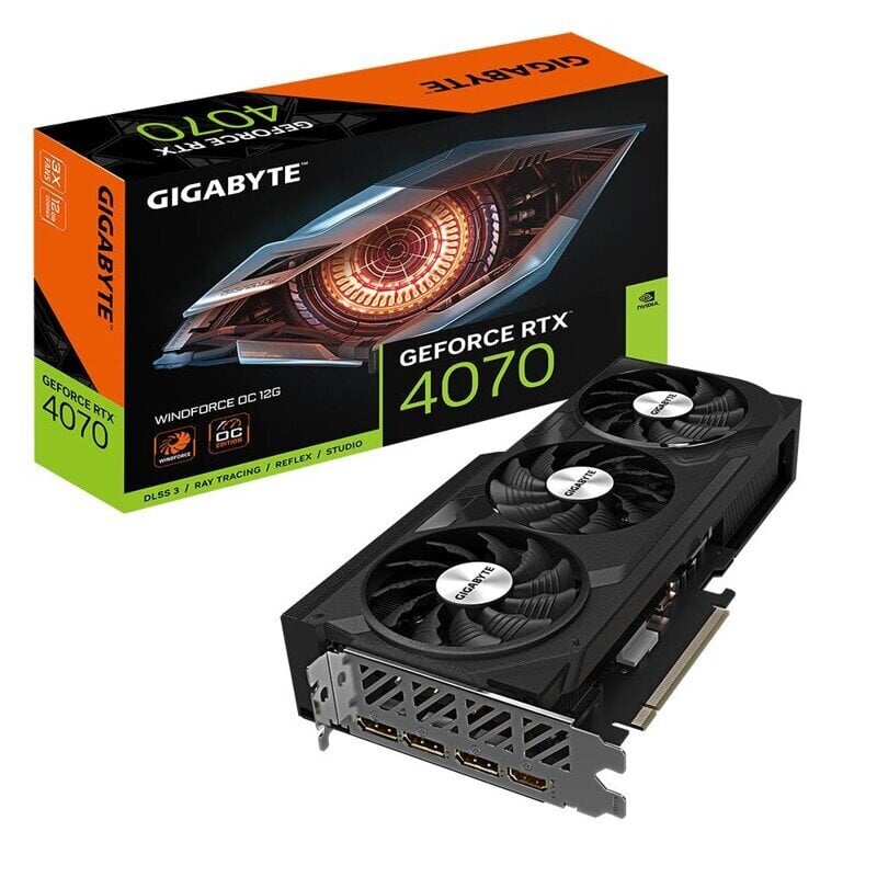 Gigabyte GeForce RTX 4070 Windforce OC 12G (GV-N4070WF3OC-12GD) цена и информация | Videokaardid | hansapost.ee