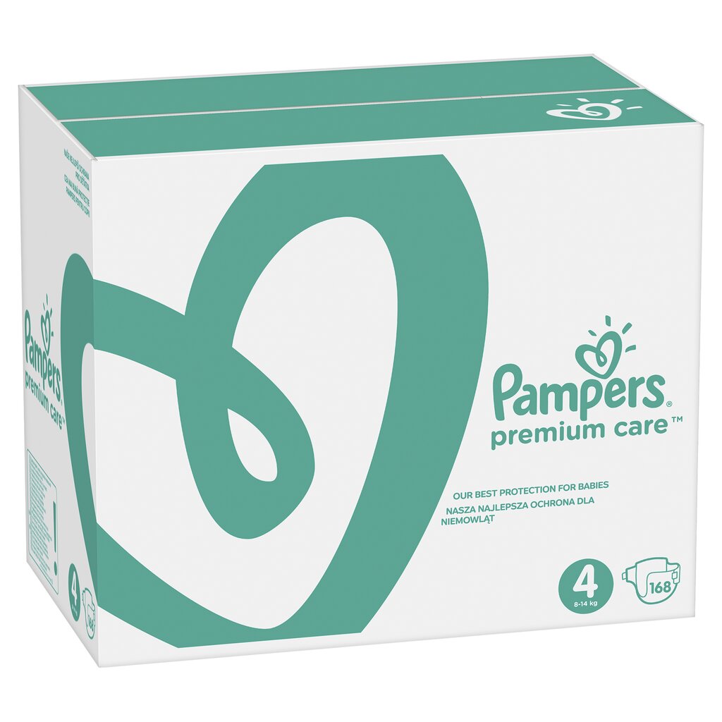 Mähkmed Pampers Premium Monthly Pack 4 suurus, 9-14 kg, 168 tk цена и информация | Mähkmed, riidest mähkmed | hansapost.ee