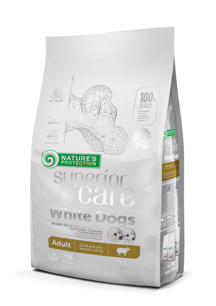 Nature‘s Protection Superior Care White Dogs täiskasvanud valge ja heleda karvkattega koertele 1,5 kg цена и информация | Koerte kuivtoit ja krõbinad | hansapost.ee