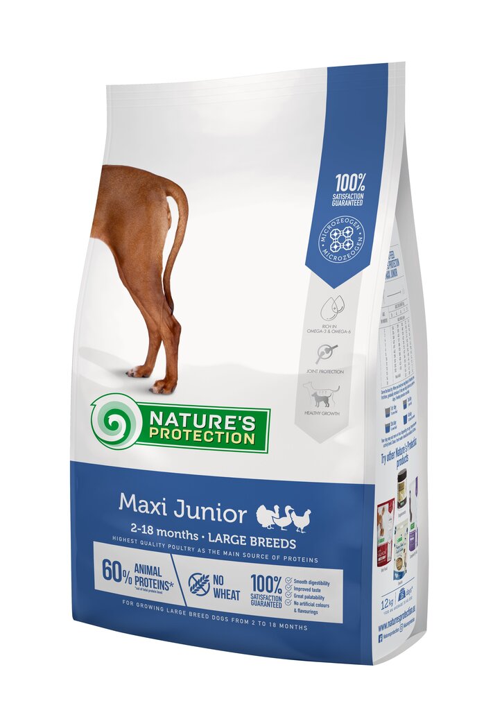 Nature's Protection Maxi Junior Poultry suurt tõugu koertele, 12 kg hind ja info | Koerte kuivtoit ja krõbinad | hansapost.ee