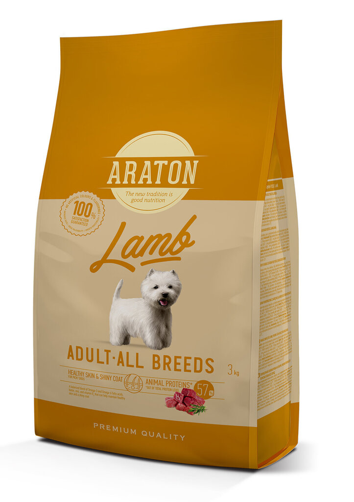 Araton Dog Adult Lamb skuivtoit täiskasvanud koertele, 3 kg hind ja info | Koerte kuivtoit ja krõbinad | hansapost.ee