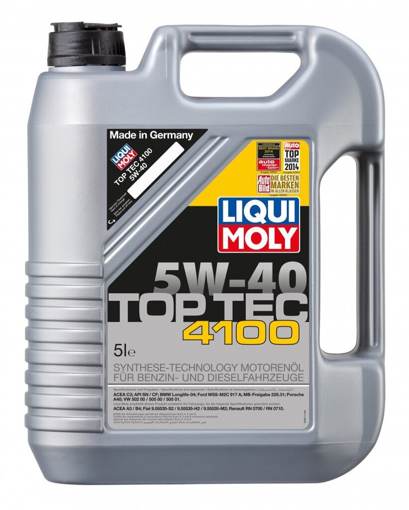 Sünteetiline mootoriõli Liqui-Moly Top Tec 4100 5W-40, 5L цена и информация | Mootoriõlid | hansapost.ee