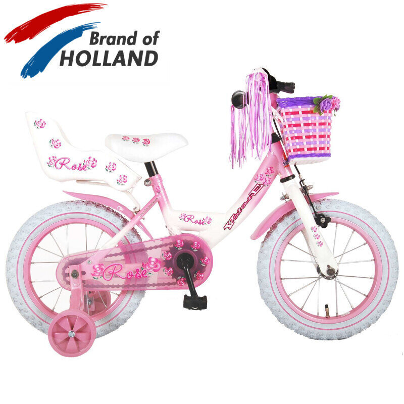 Laste jalgratas VOLARE 14" Rose (81403) roosa/valge hind ja info | Jalgrattad | hansapost.ee