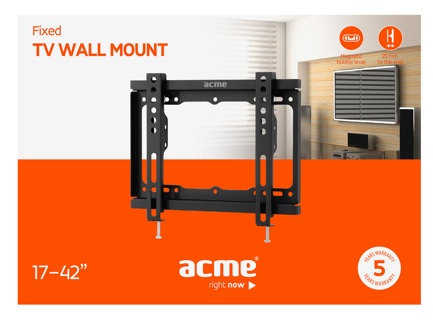 TV seinakinnitus ACME MTSF11 Fixed TV wall mount, 17–42 tolli цена и информация | Teleri seinakinnitused ja hoidjad | hansapost.ee