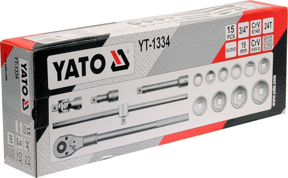 Tööriistakomplekt Yato 3/4" YT-1334 цена и информация | Käsitööriistad | hansapost.ee