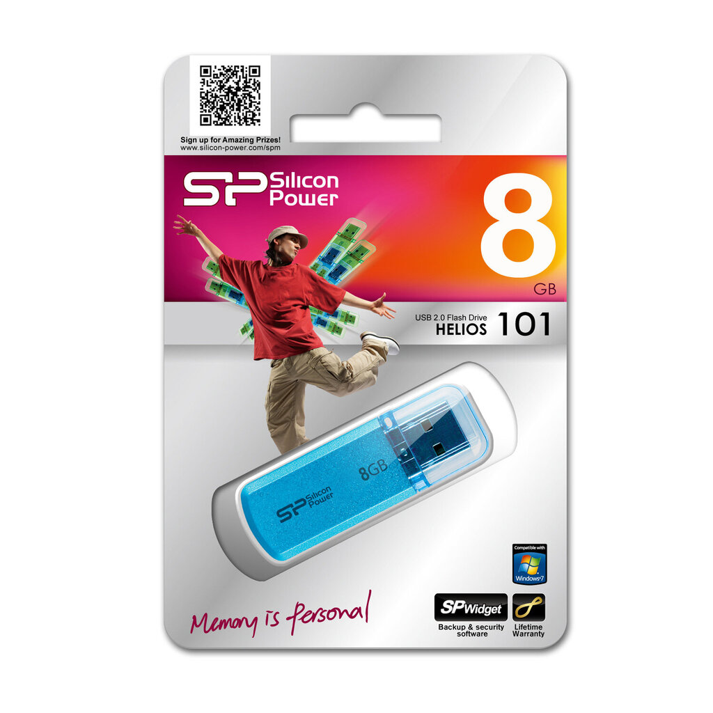 Silicon Power memory USB Helios 101 8GB USB 2.0 Blue hind ja info | Mälupulgad | hansapost.ee