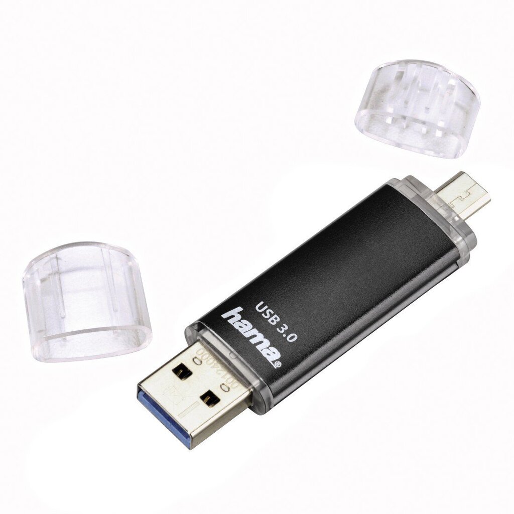 Mälupulk Hama Laeta Twin, USB 2.0​​​​​​​, 32 GB, 10 MB/s, must цена и информация | Mälupulgad | hansapost.ee