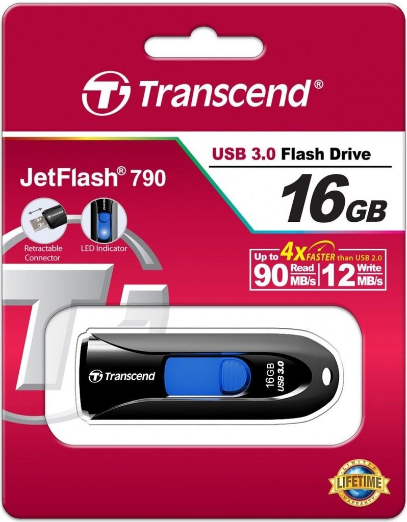 USB3 mälupulk 16GB Transcend JetFlash 790 : TS16GJF790K hind ja info | Mälupulgad | hansapost.ee